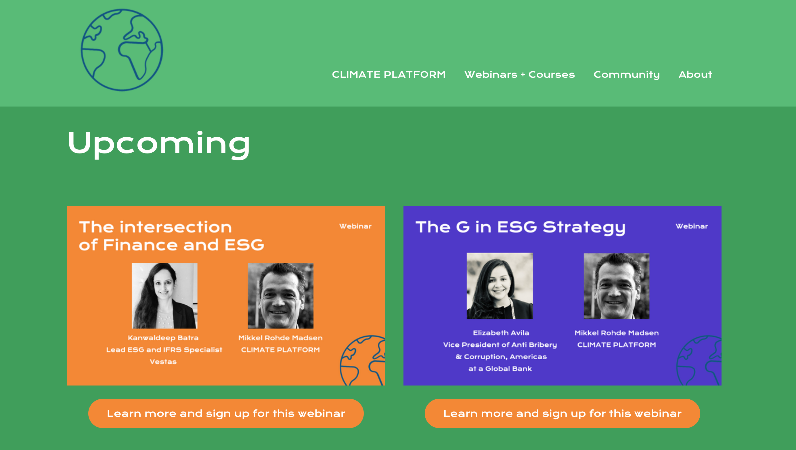 Courses and webinars at Climate Platform